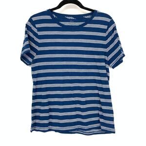 J.Crew Vintage Cotton Short Sleeve T-Shirt Womens Size Medium Blue White Striped